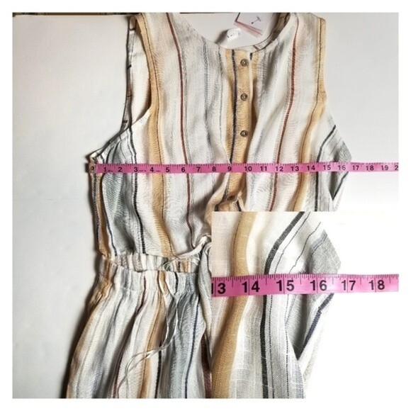 NEW RVCA Arizona Large Striped Cut-Out Sleeveless Partially Lined Dress‎ Pockets - Picture 11 of 15